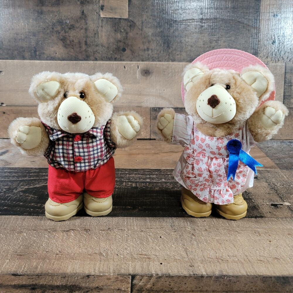 Vintage 1986 Wendys Furskins Collectible 7” Teddy Bear Plush Toys